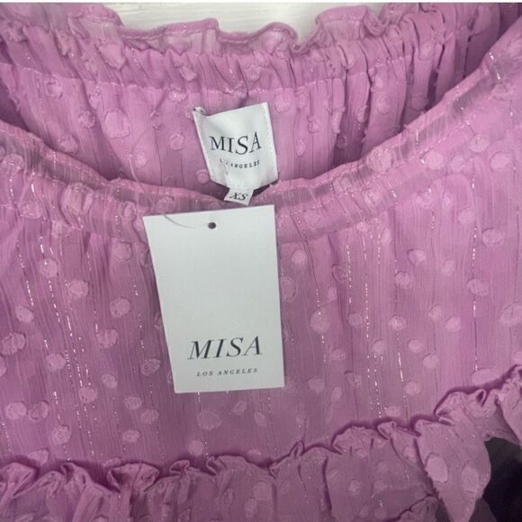 NWTs MISA Los Angeles Pink Mini Tiered Ruffle Dress Size XS - Picture 4 of 9